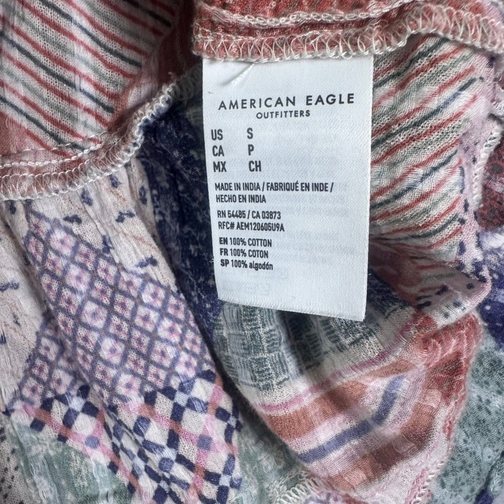 American Eagle Patchwork Peasant Blouse Multicolo… - image 6
